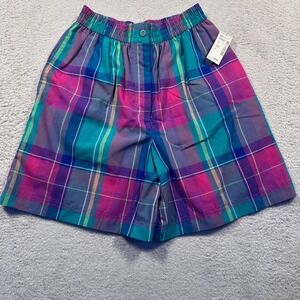Vintage 90s Jantzen Plaid Shorts High Waist Colorful Casual Shorts Size 10 NWT